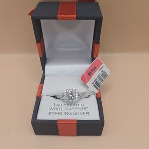 Sterling Silver White Sapphire Ring Size 7